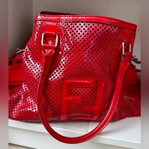 Fendi Vibrant Red Perforated Tote